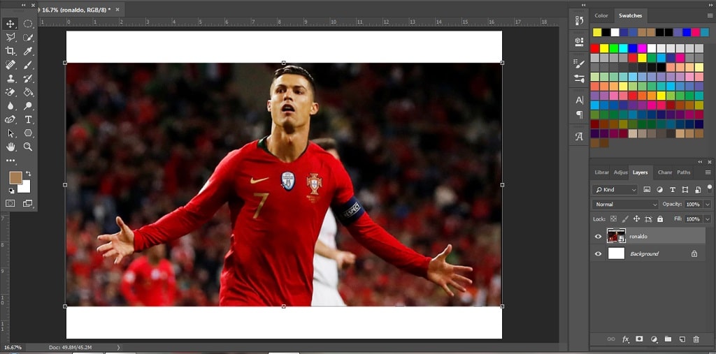 memasukkan gambar ronaldo