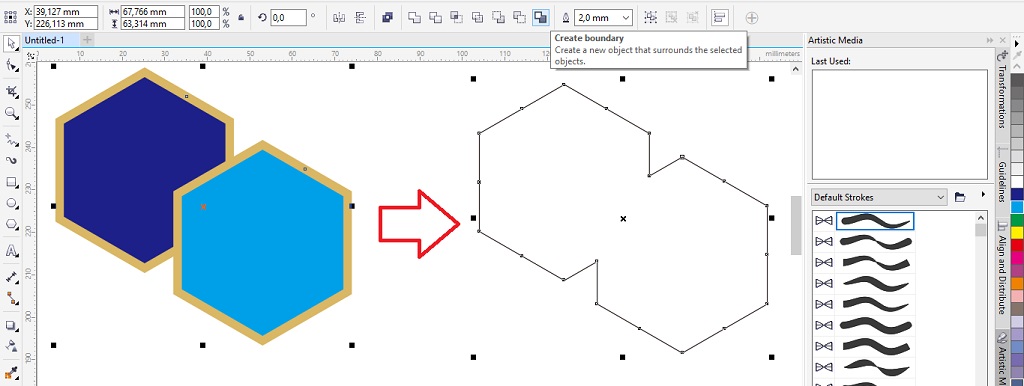 membuat objek dengan create boundary