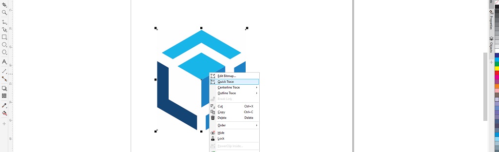 mengubah gambar menjadi vektor dengan klik kanan trace bitmaps