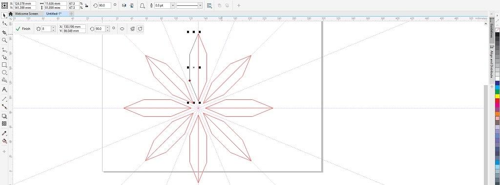 menambahkan objek untuk membuat objek simetris dengan symmetry mode