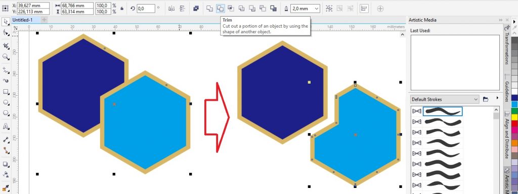 trim di coreldraw