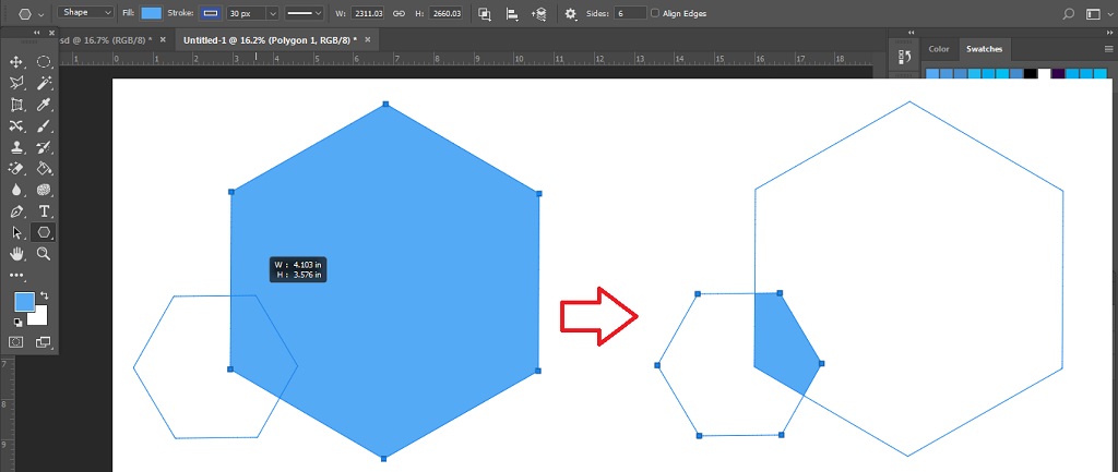 Intersect Shape Areas membuat objek unik dengan path operation pada photoshop