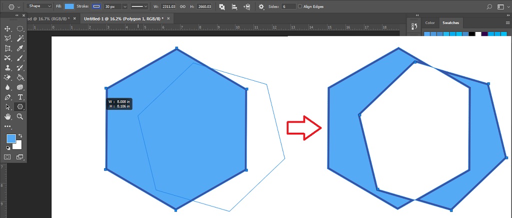 Exclude Overlapping Shapes membuat objek unik dengan photoshop