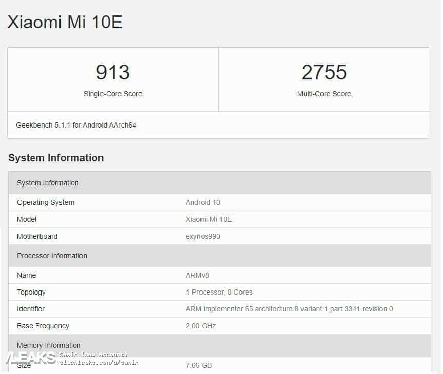 Xiaomi Mi 10 E