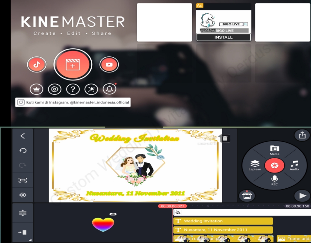 Tutorial membuat undangan video pernikahan dengan Kinemaster